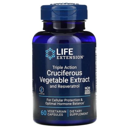 Life Extension - Triple Action Cruciferous Vegetable Extract with Resveratrol - 60 vcaps