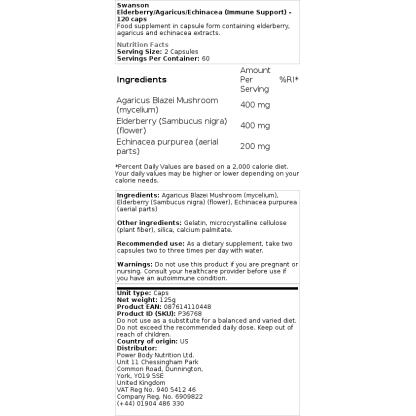 Swanson - Elderberry/Agaricus/Echinacea (Immune Support)